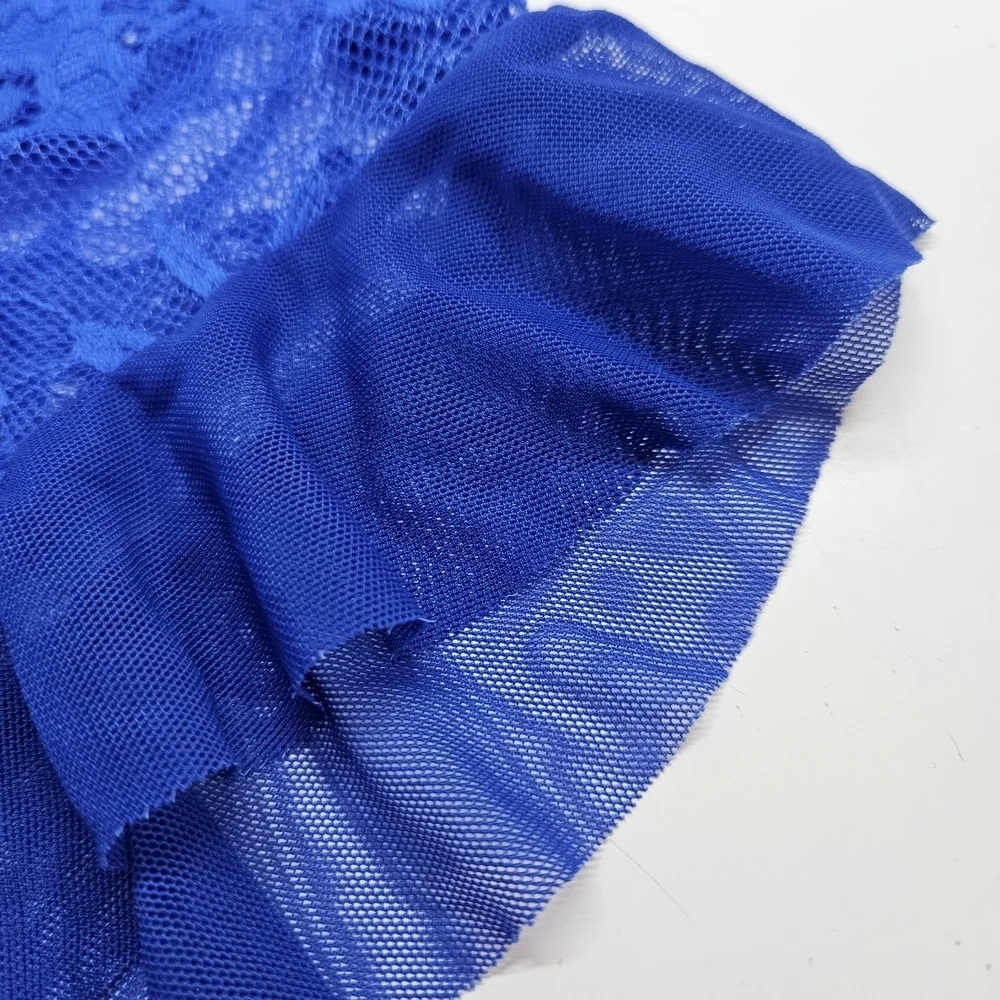 NEW Escante Sexy Allover Lace Ruffles Peek-a-boo Cup Teddy Royal Blue One Size